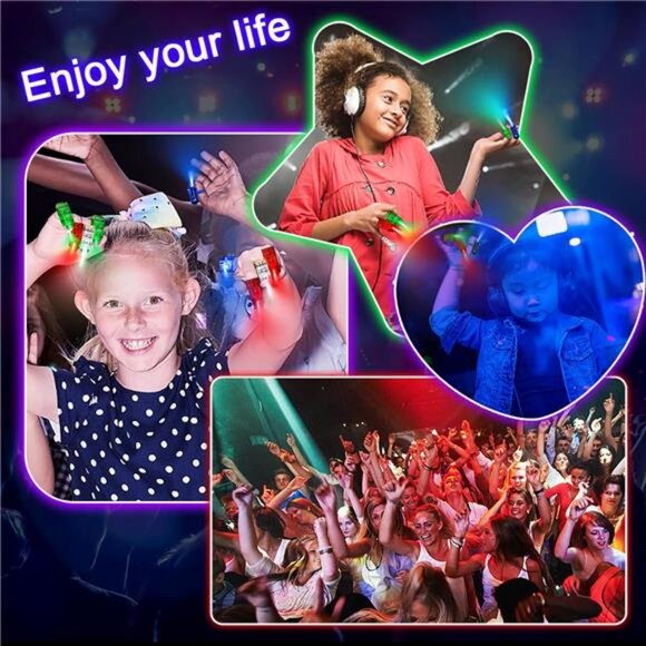 100 Pack LED Finger Lights, Flashing Light Up Rings Bulk Party Favors - Picture 7 of 8